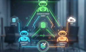 Collaborative AI agents workshop illustrating a multi-agent system for business automation